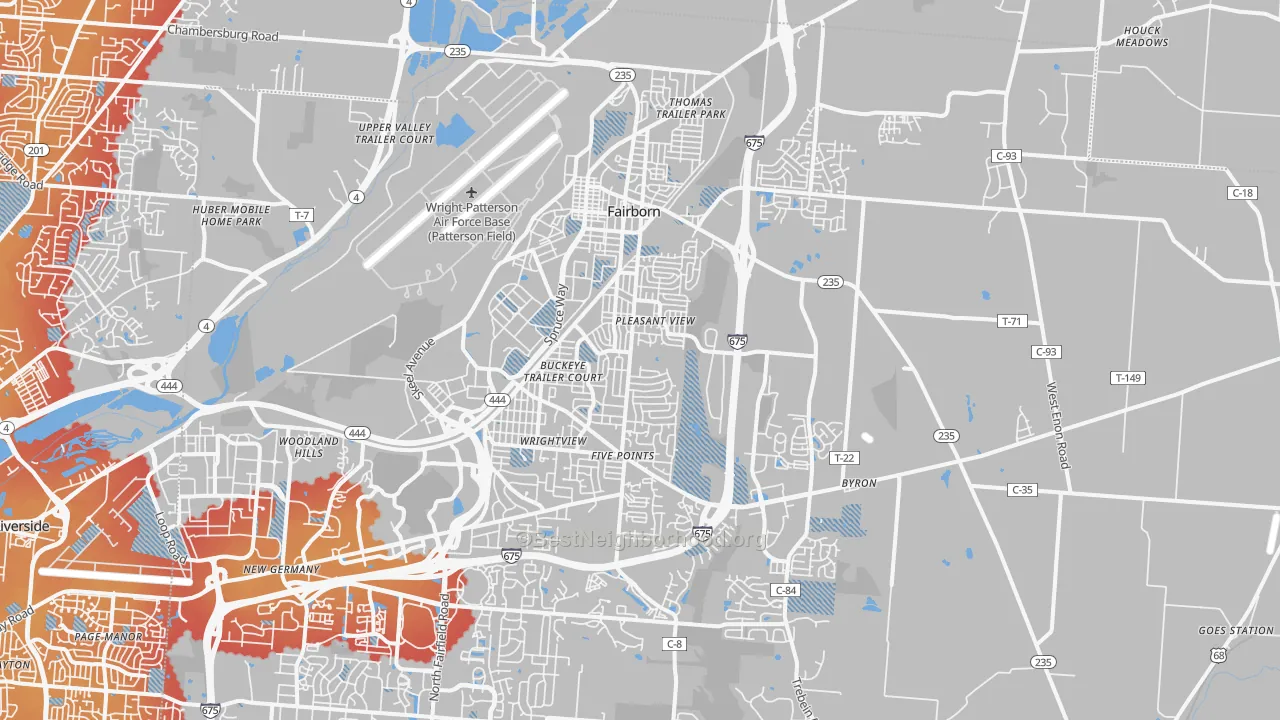 Transit Grade map of Fairborn, OH