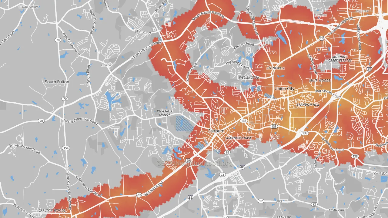 Transit Grade map of Fairburn, GA