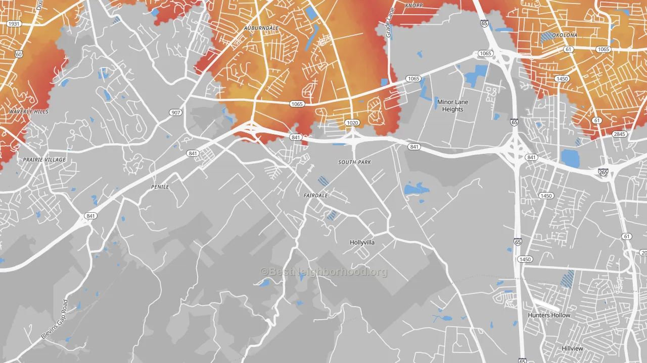 Transit Grade map of Fairdale, KY