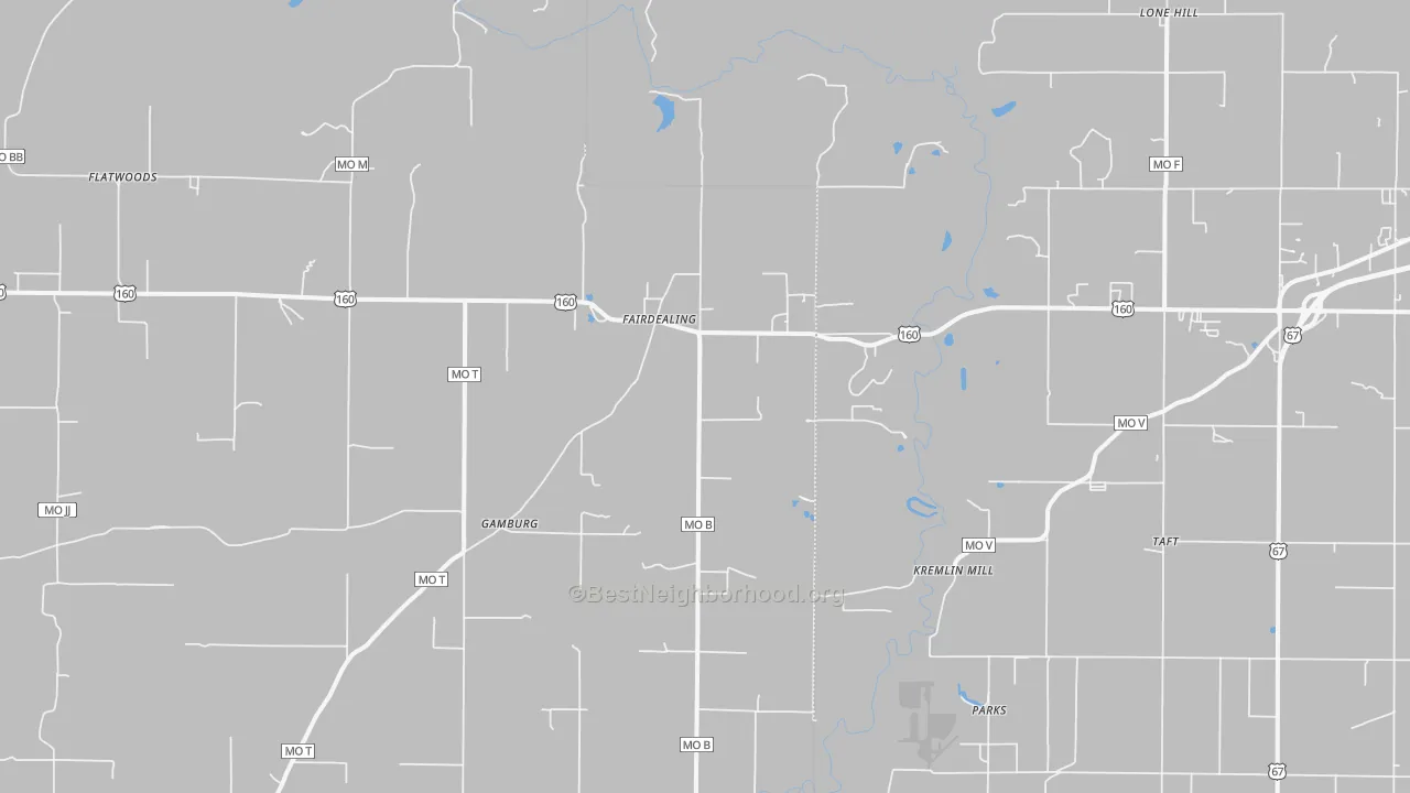 Transit Grade map of Fairdealing, MO