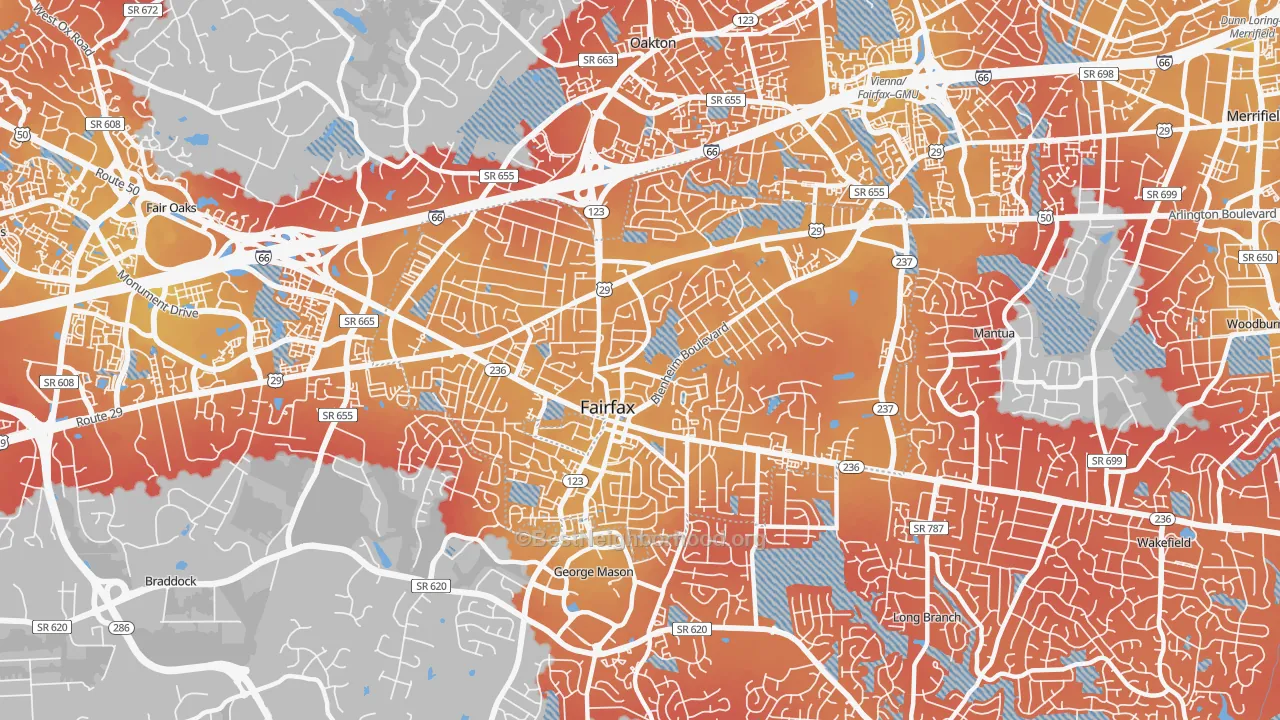 Transit Grade map of Fairfax City, VA