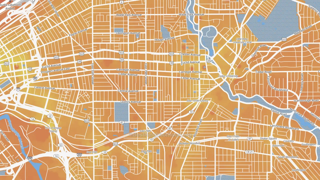 Transit Grade map of Fairfax, Cleveland, OH