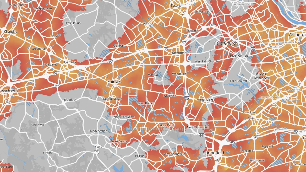Transit Grade map of Fairfax County, VA