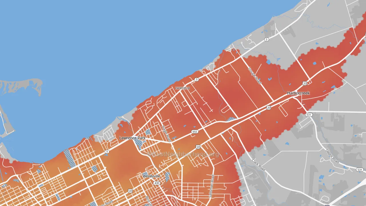 Transit Grade map of Fairfield, Erie, PA
