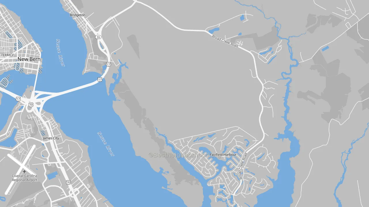 Transit Grade map of Fairfield Harbour, NC