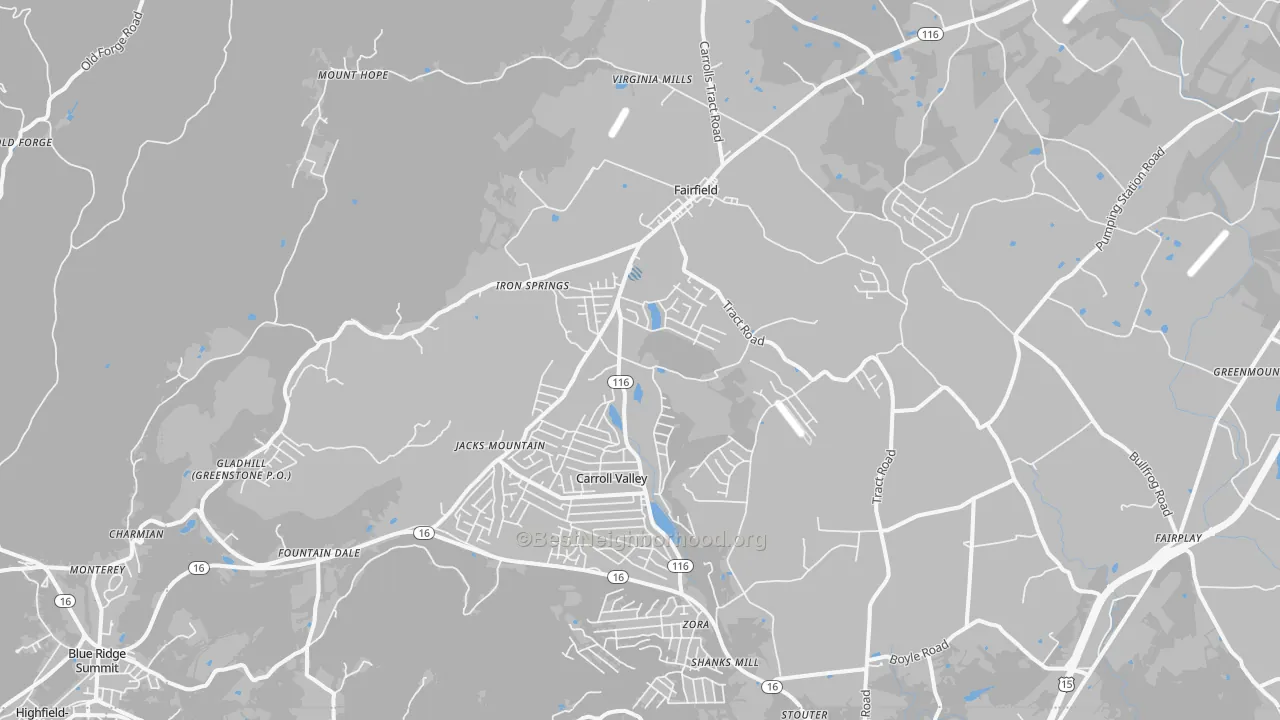 Transit Grade map of Fairfield, PA