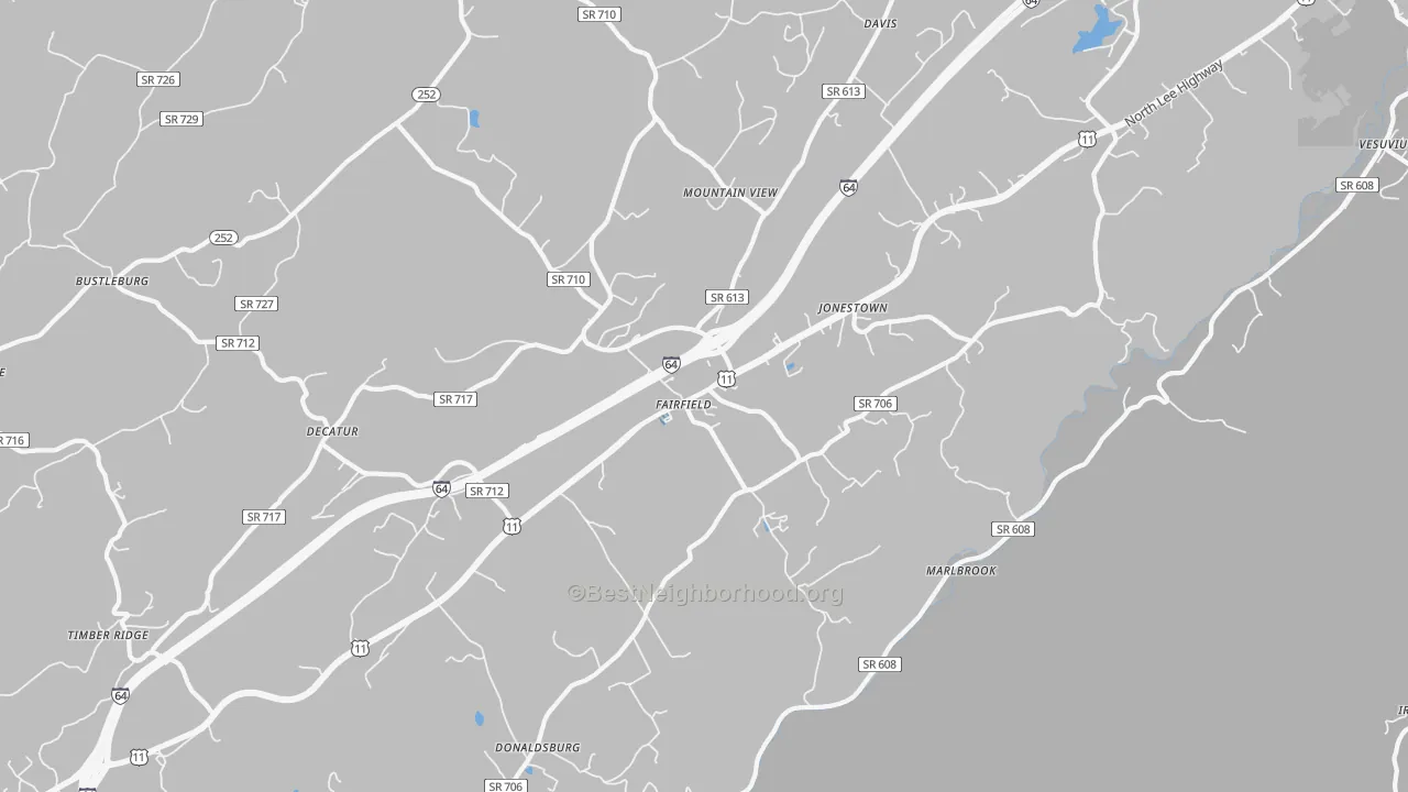Transit Grade map of Fairfield, VA