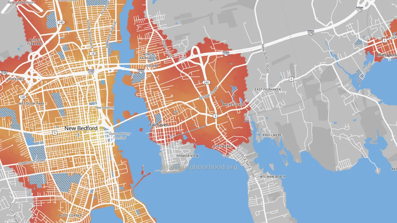 Transit Grade map of Fairhaven, MA
