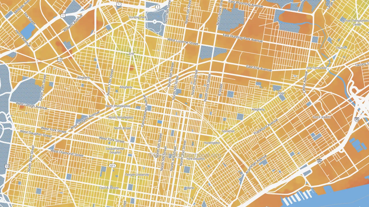 Transit Grade map of Fairhill, Philadelphia, PA