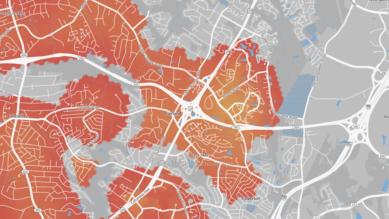 Transit Grade map of Fairland, MD