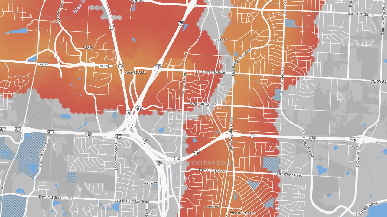 Transit Grade map of Fairlane, Kansas City, MO