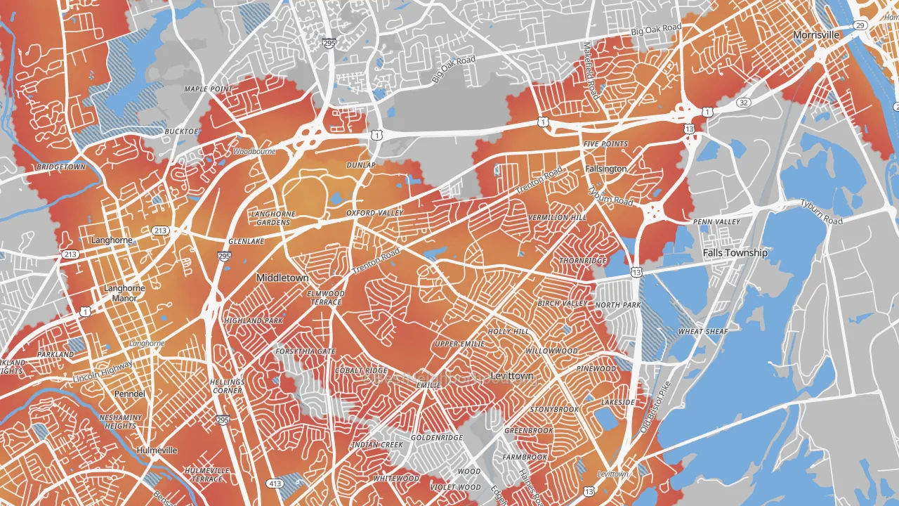 Transit Grade map of Fairless Hills, PA