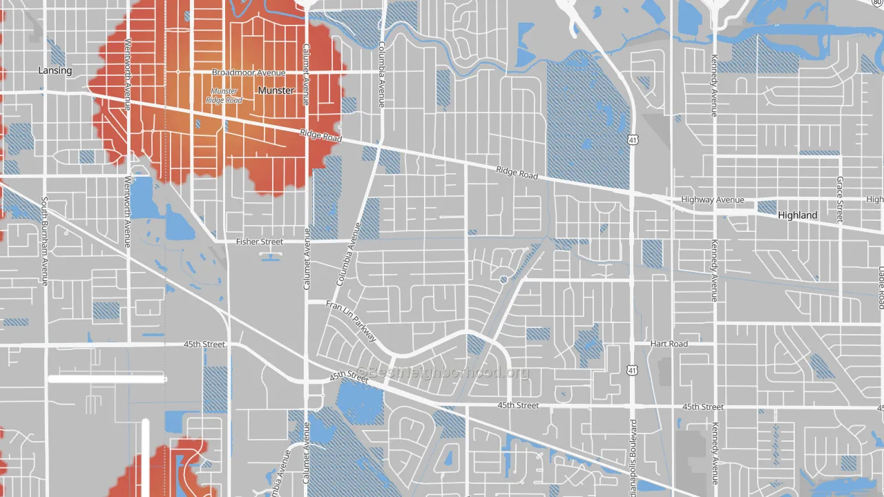 Transit Grade map of Fairmeadow, Munster, IN
