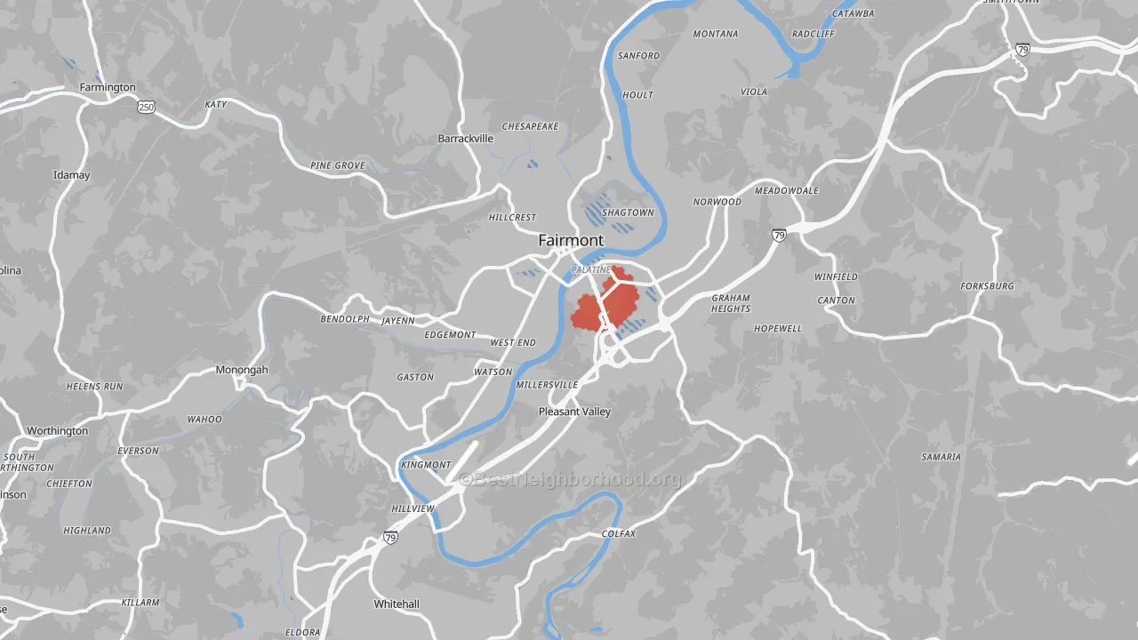 Transit Grade map of Fairmont, WV