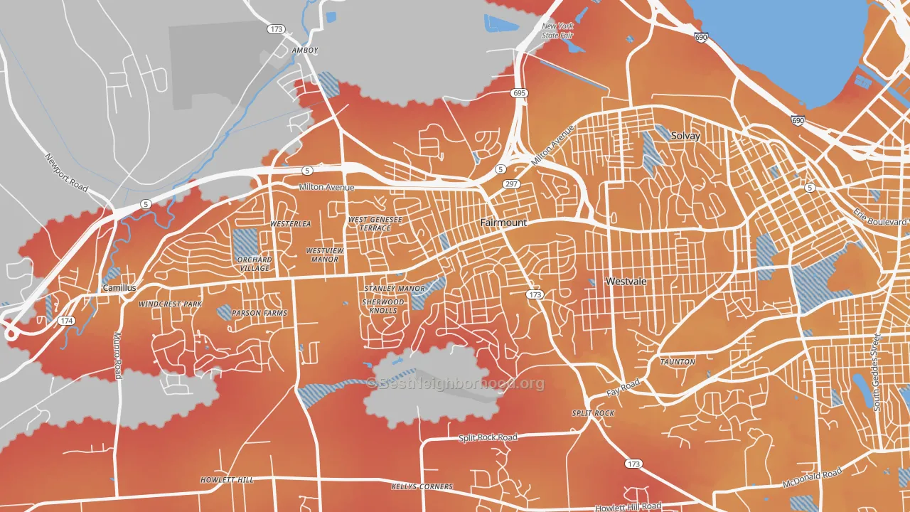 Transit Grade map of Fairmount, NY