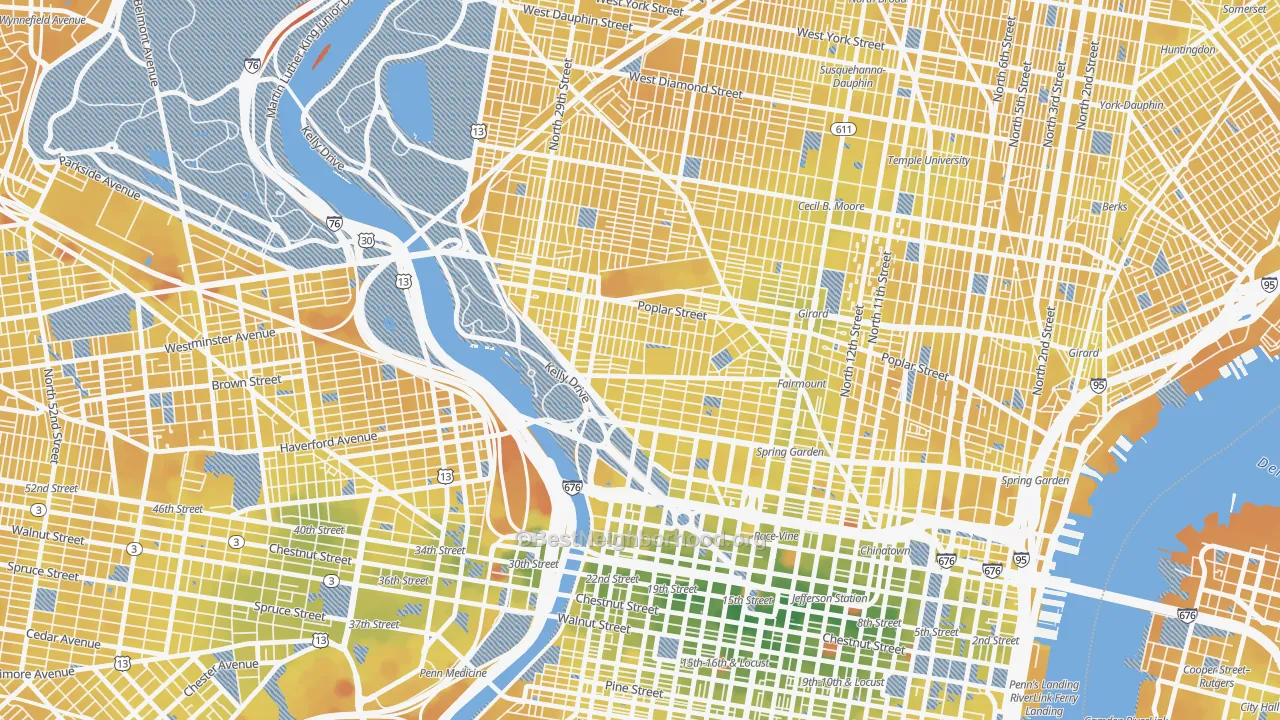 Transit Grade map of Fairmount, Philadelphia, PA