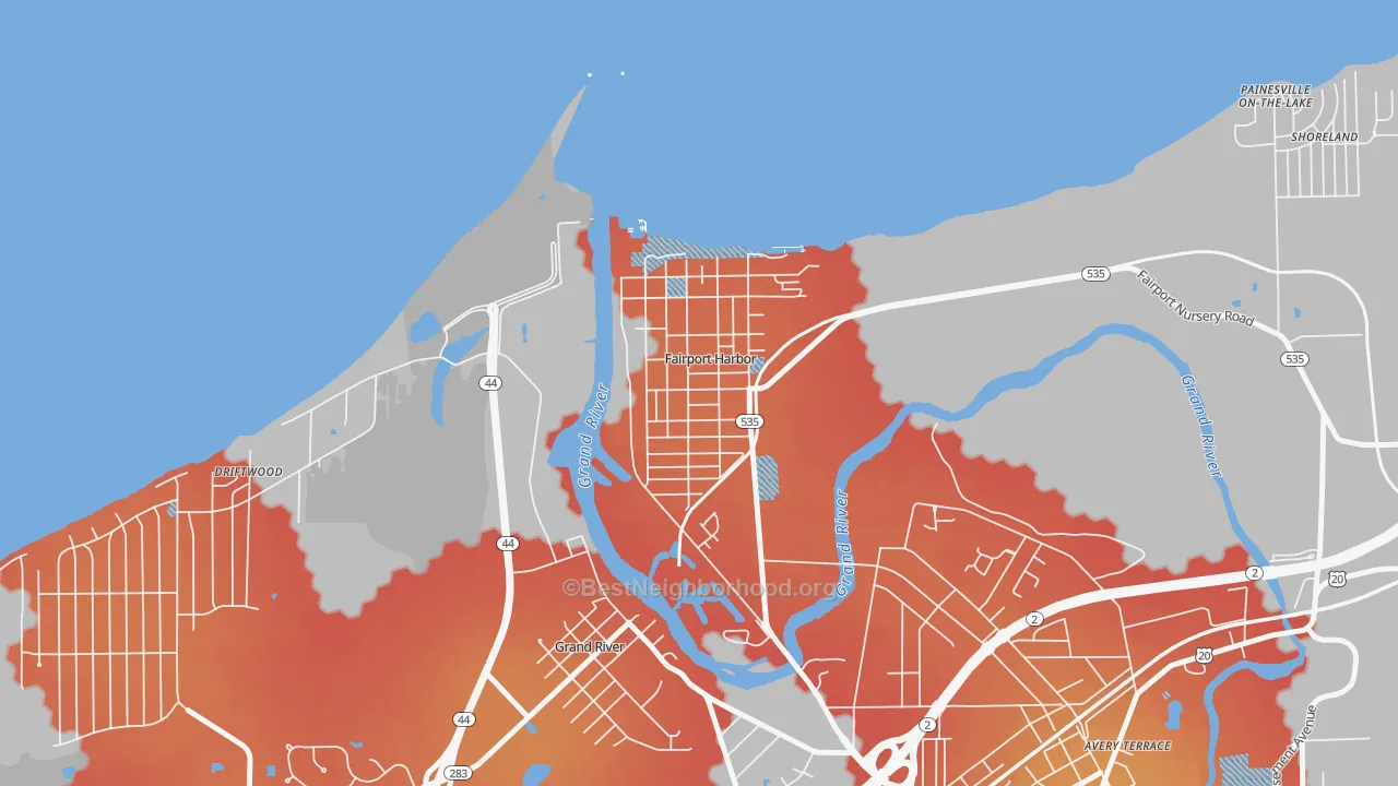 Transit Grade map of Fairport Harbor, OH