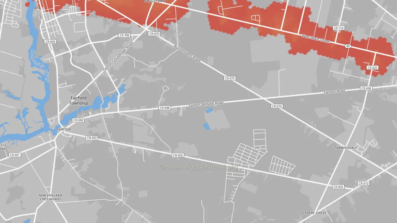 Transit Grade map of Fairton, NJ