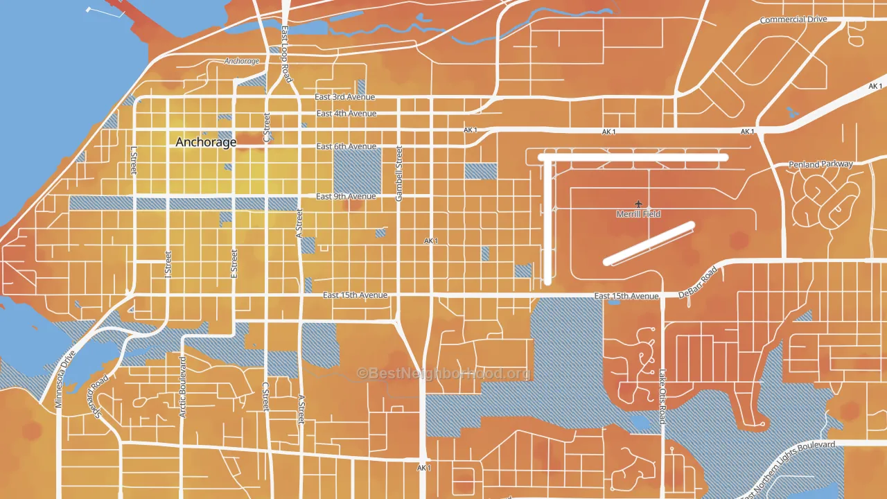Transit Grade map of Fairview, Anchorage, AK