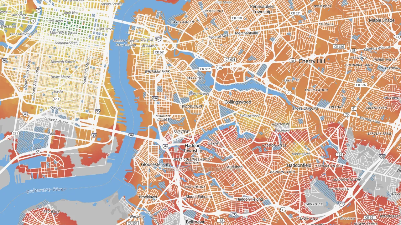Transit Grade map of Fairview, Camden, NJ
