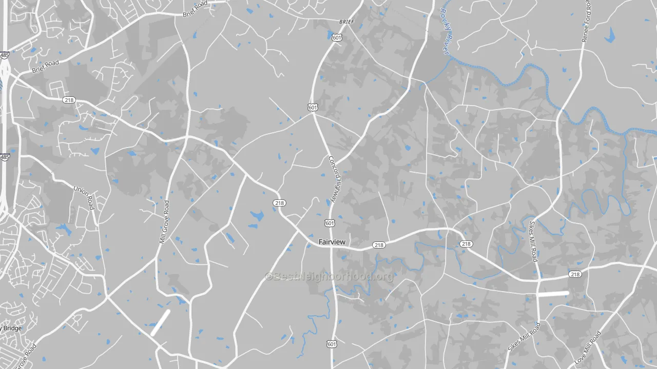 Transit Grade map of Fairview, Charlotte, NC