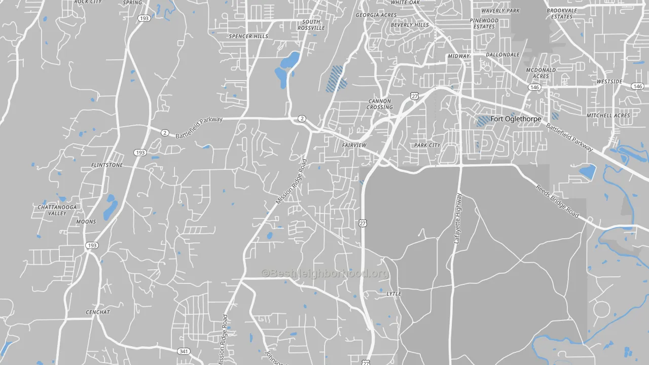 Transit Grade map of Fairview, GA