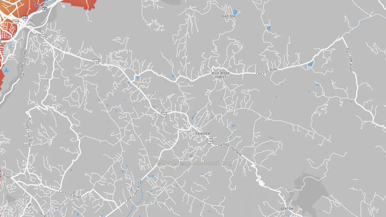 Transit Grade map of Fairview, NC