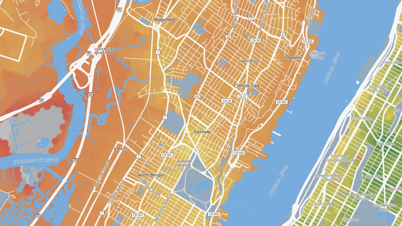 Transit Grade map of Fairview, NJ