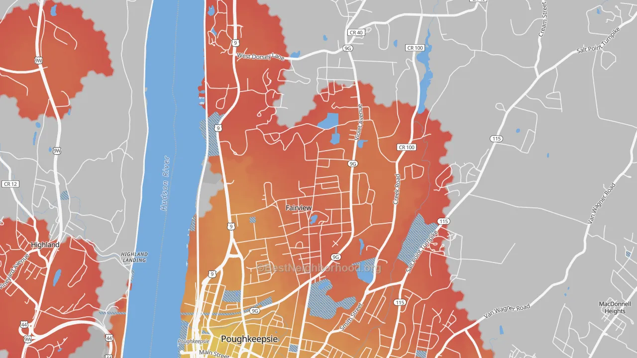 Transit Grade map of Fairview, NY
