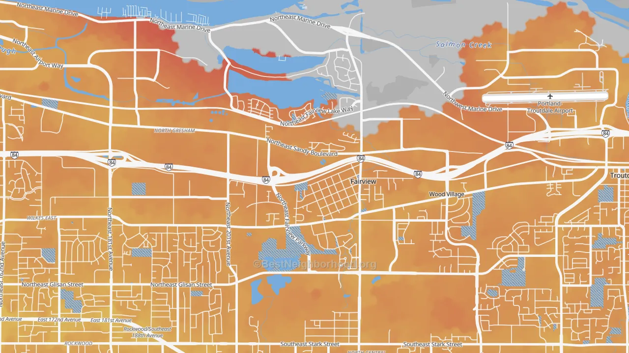 Transit Grade map of Fairview, OR