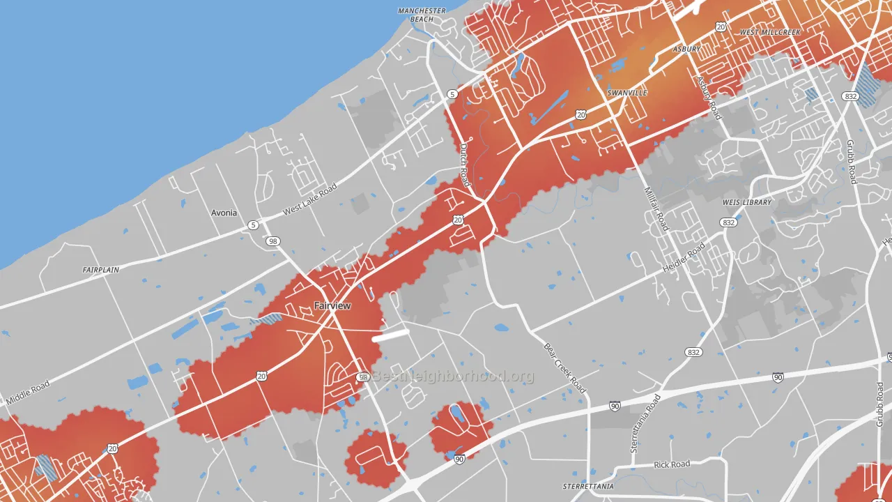 Transit Grade map of Fairview, PA