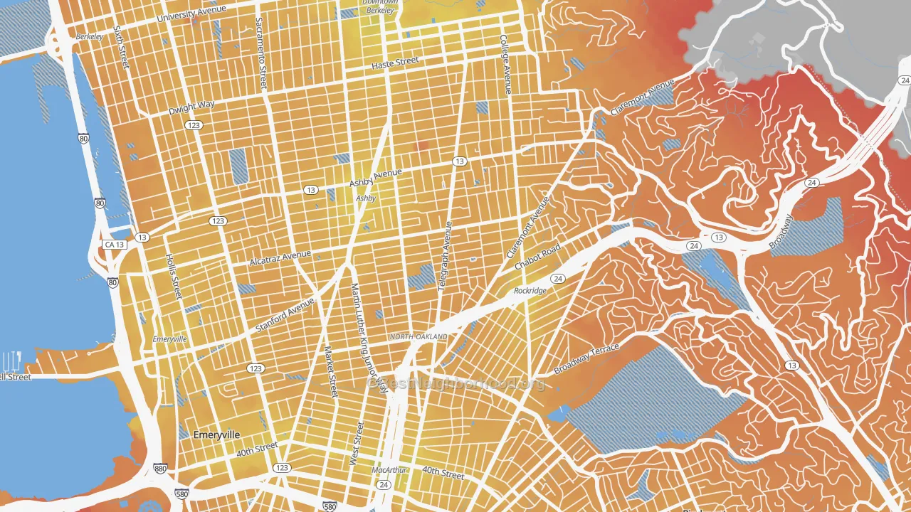 Transit Grade map of Fairview Park, Oakland, CA