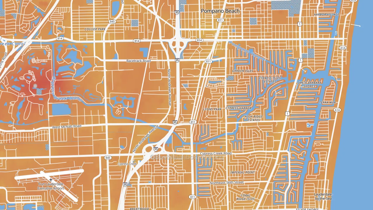 Transit Grade map of Fairview, Pompano Beach, FL