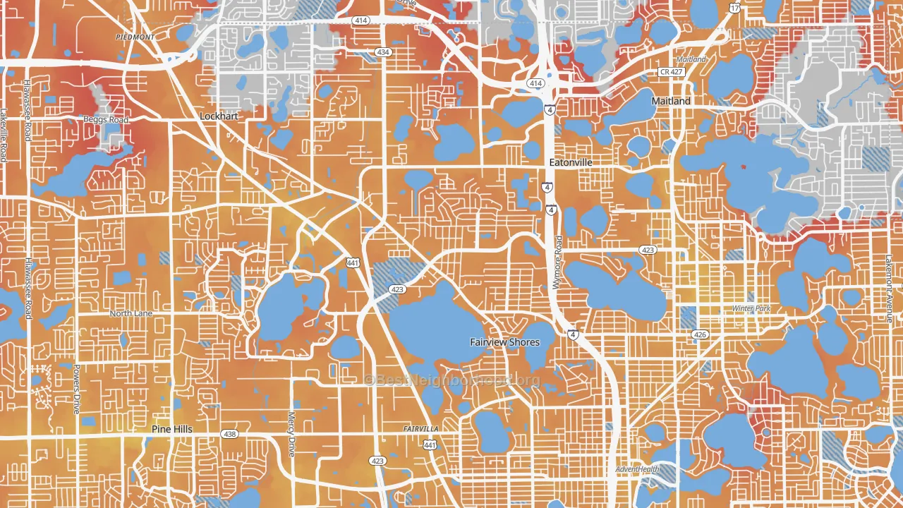 Transit Grade map of Fairview Shores, Orlando, FL
