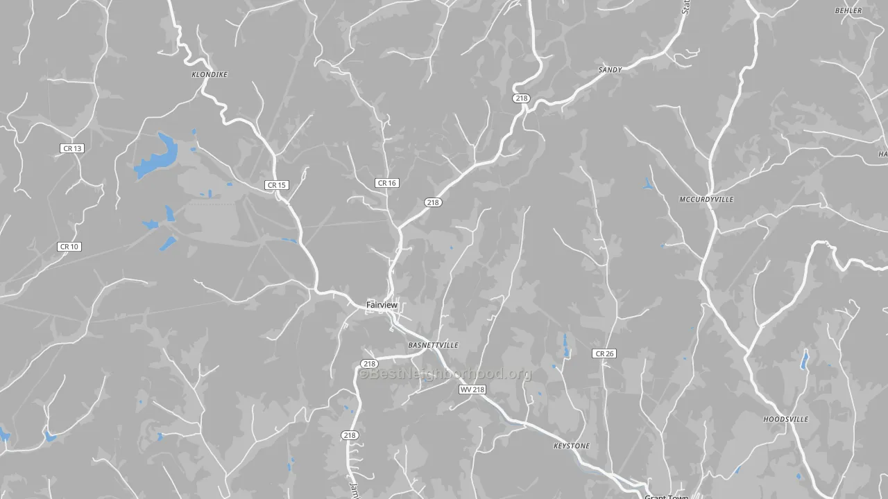 Transit Grade map of Fairview, WV