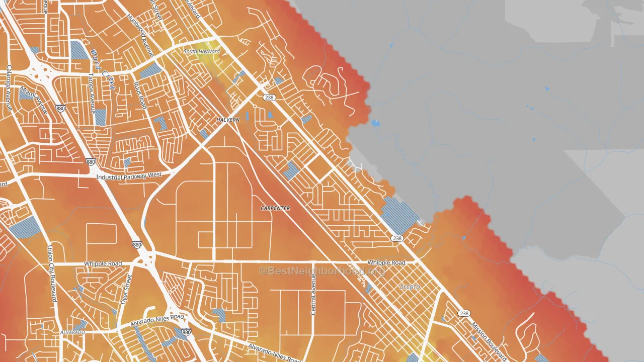 Transit Grade map of Fairway Park, Hayward, CA