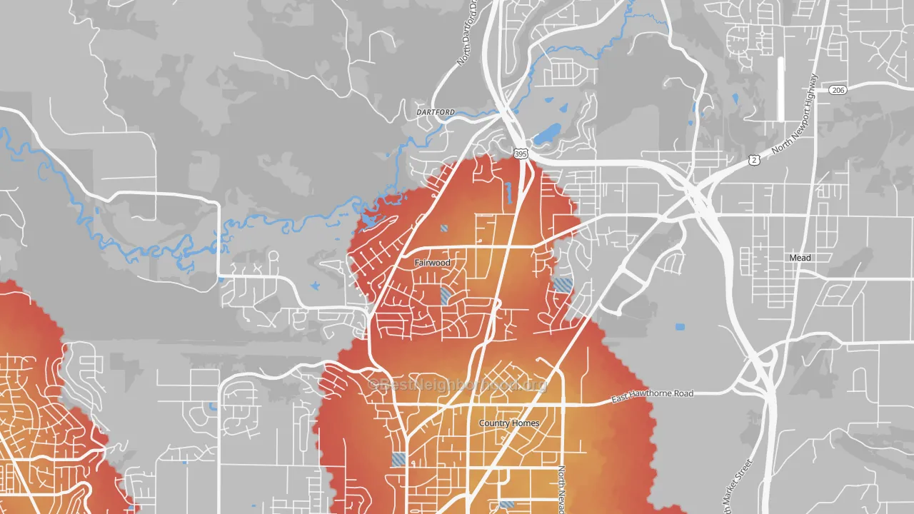 Transit Grade map of fairwood, Spokane, WA