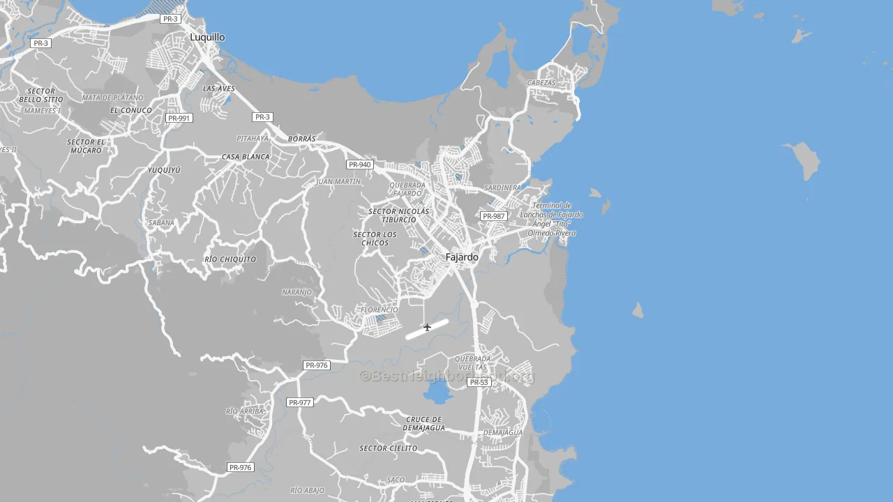 Transit Grade map of Fajardo Municipio, PR