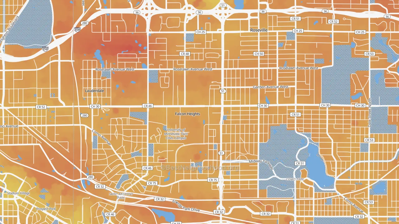 Transit Grade map of Falcon Heights, MN