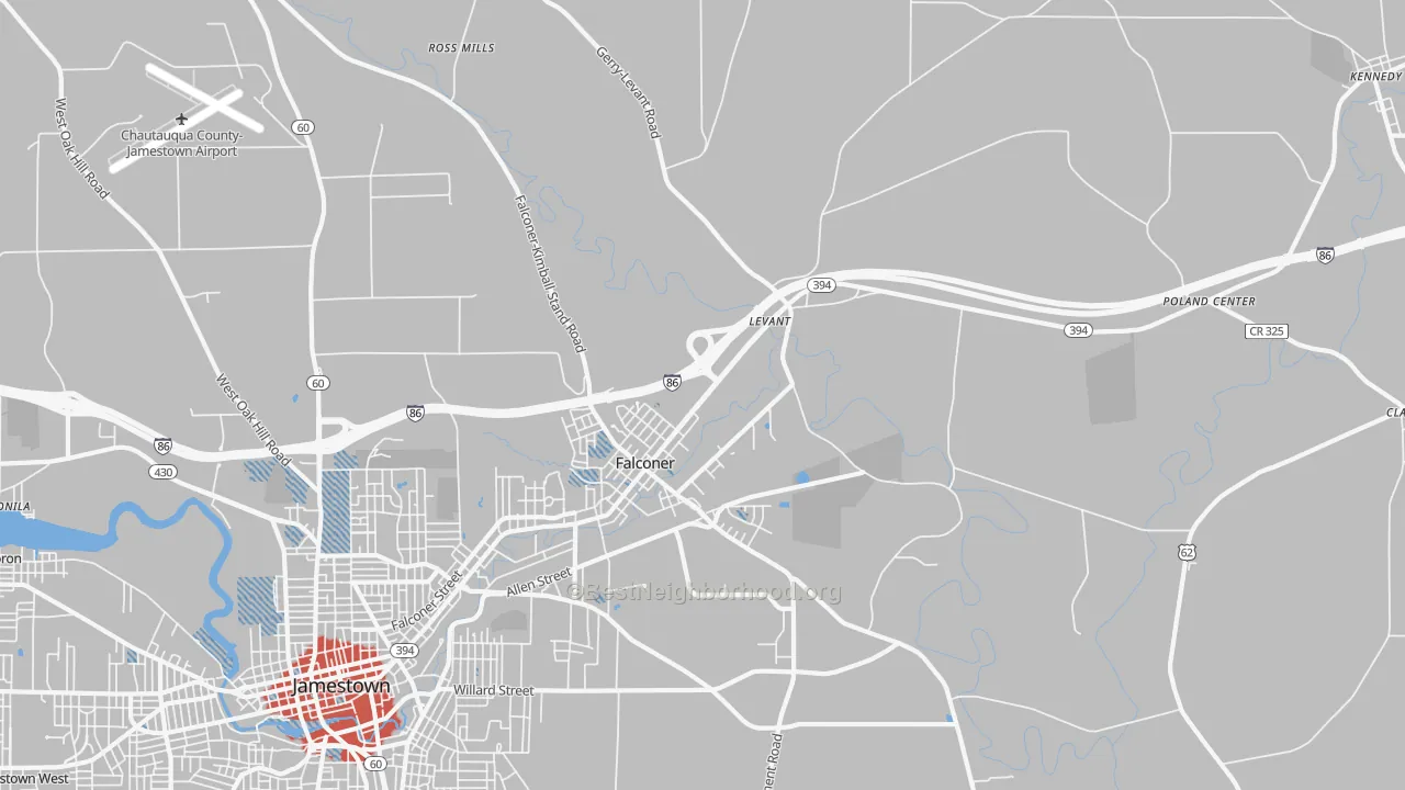 Transit Grade map of Falconer, NY