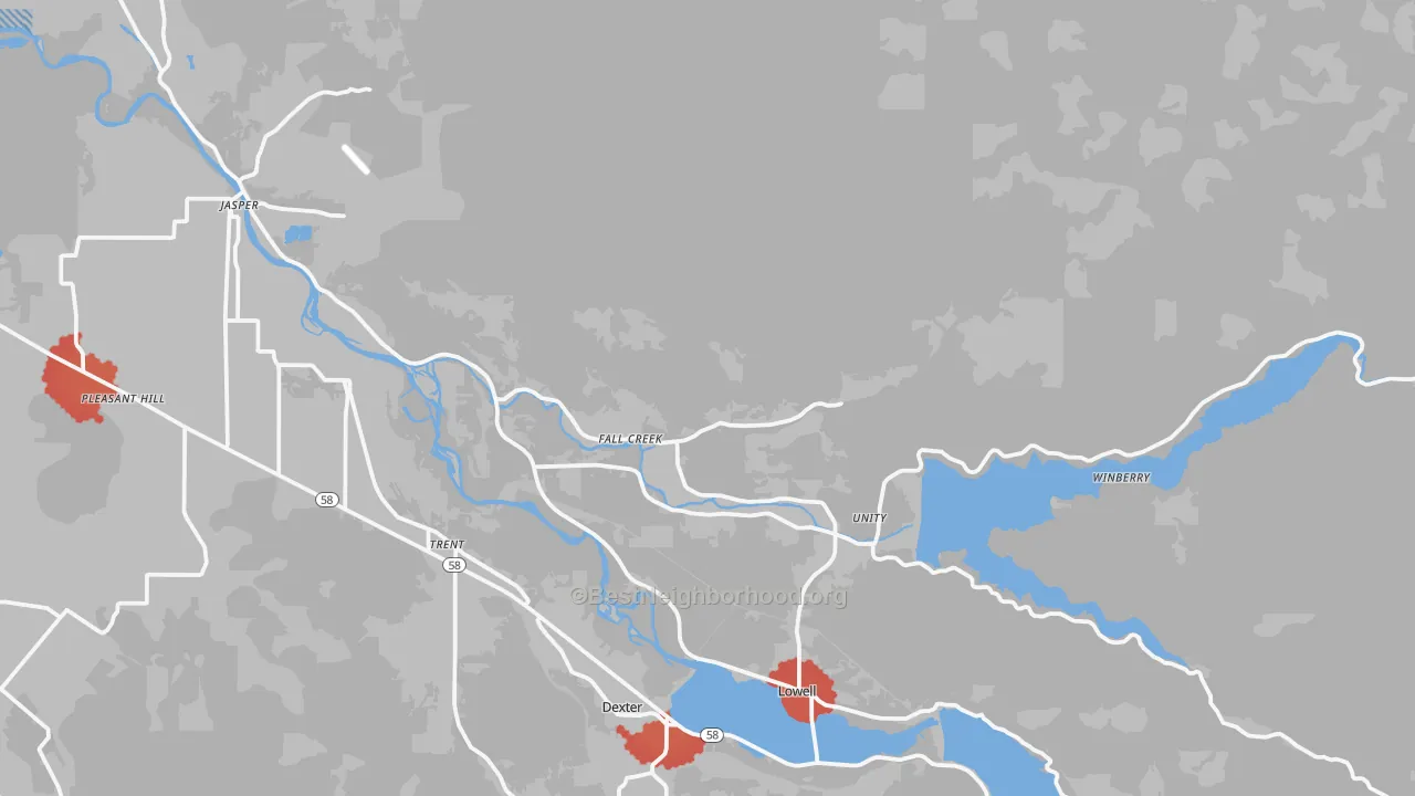Transit Grade map of Fall Creek, OR