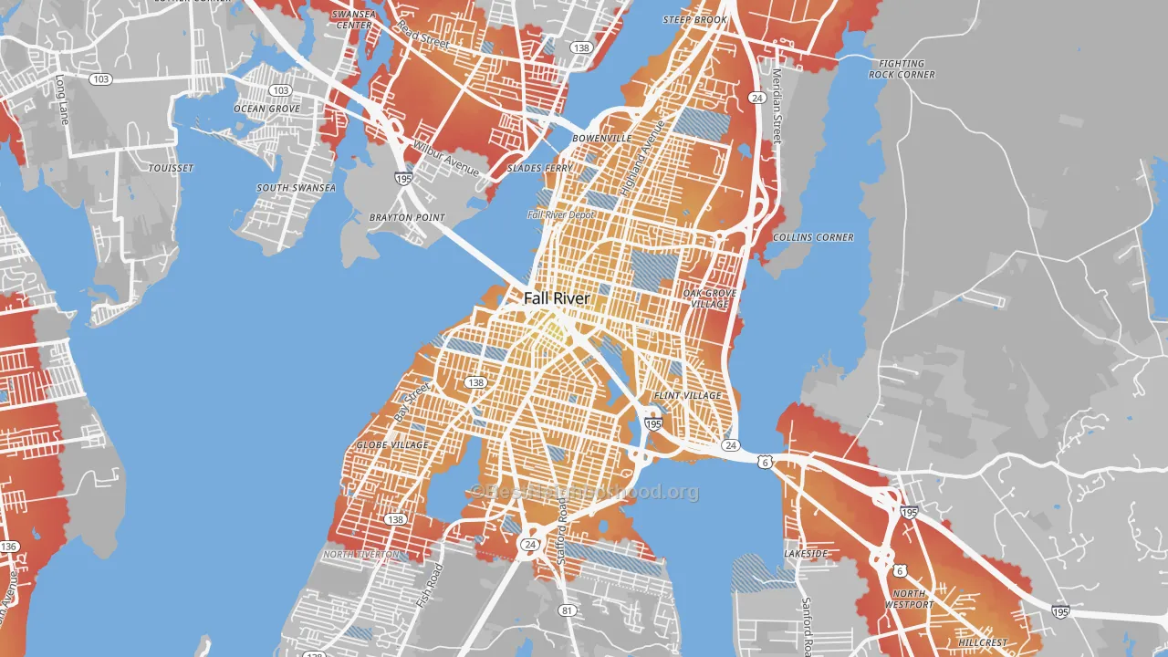 Transit Grade map of Fall River, MA