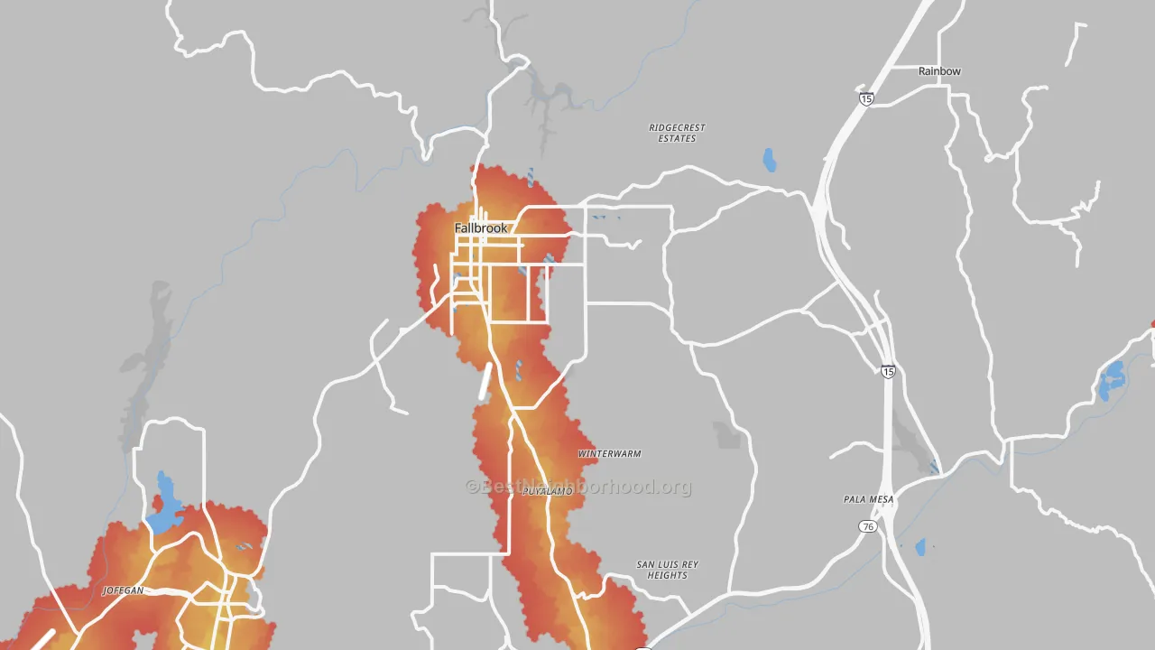Transit Grade map of Fallbrook, CA