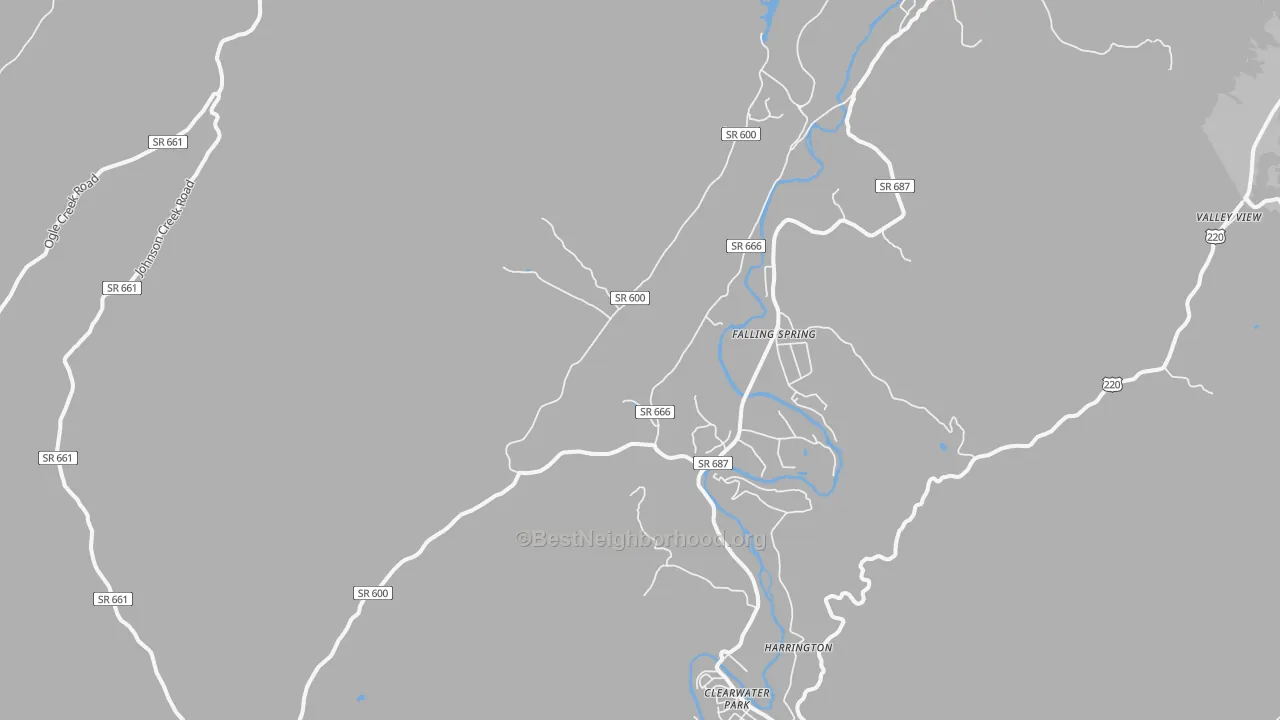 Transit Grade map of Falling Spring, VA