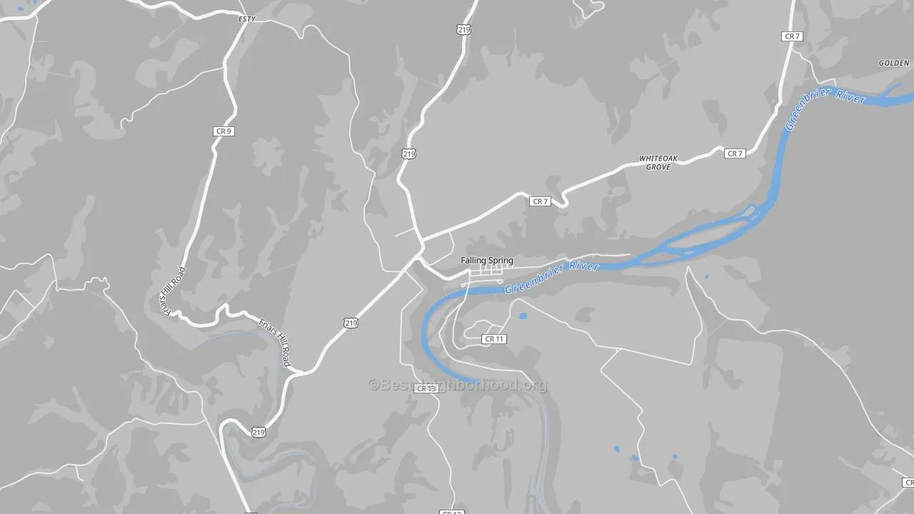 Transit Grade map of Falling Spring, WV