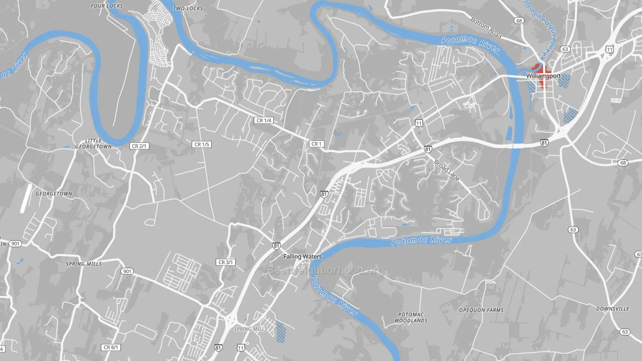 Transit Grade map of Falling Waters, WV