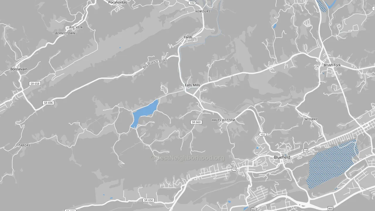 Transit Grade map of Falls Mills, VA