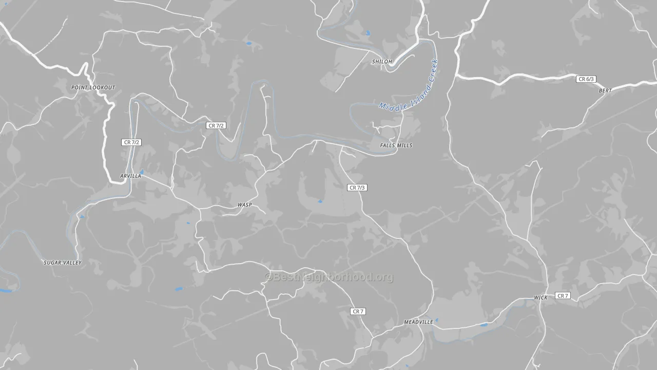 Transit Grade map of Falls Mills, WV