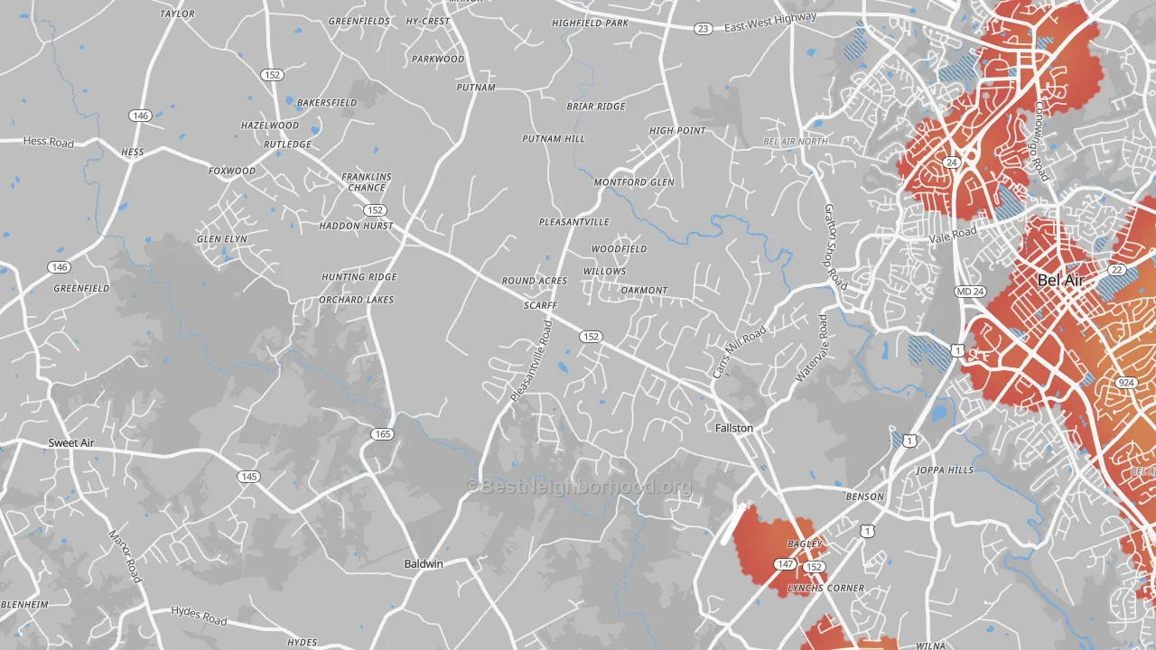 Transit Grade map of Fallston, MD