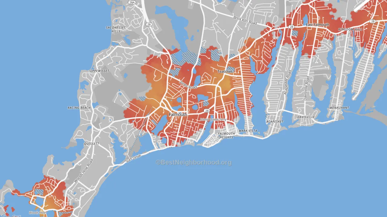 Transit Grade map of Falmouth, MA